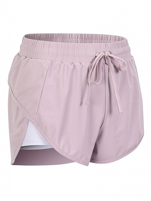 Damen Zweilagige Laufshorts Schnelltrocknende Sportshorts mit Tights FH024