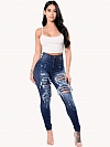 Damen Skinny High Jeans mit Destroyed-Details FH156