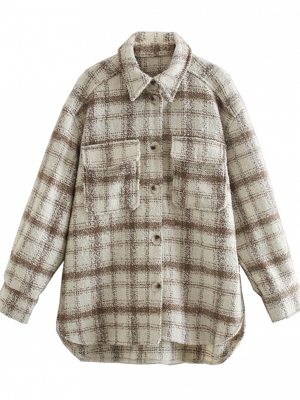 Damen Karierte Hemdjacke FT039