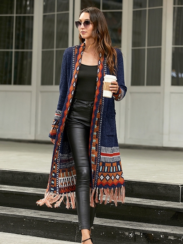 Damen Vintage Langer Cardigan FT042