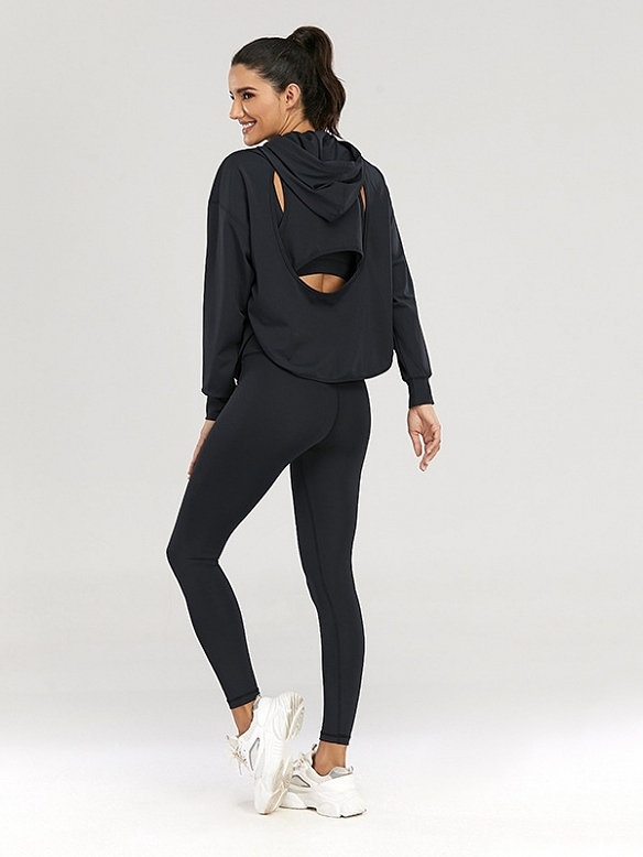 Damen 3-teiliges Sport-Set Sport BH Leggings und Hoodie FA018
