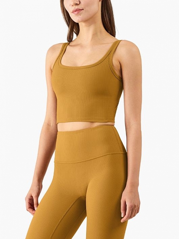 Damen Gerippte Sport-BH Sport Bra Top FT009