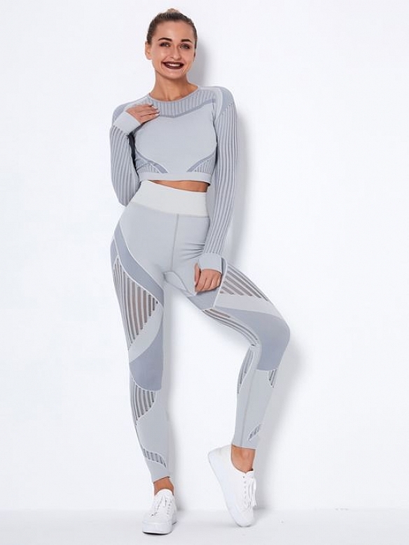 Damen Nahtlose Schnelltrocknende Fitnessanzug Sport-Set FA005