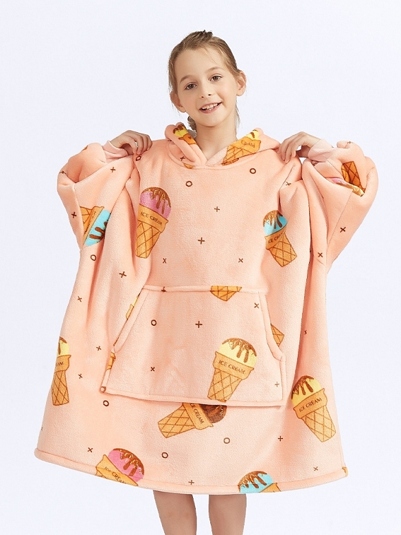 Kinder Gemusterte Oversized Hoodie FT053