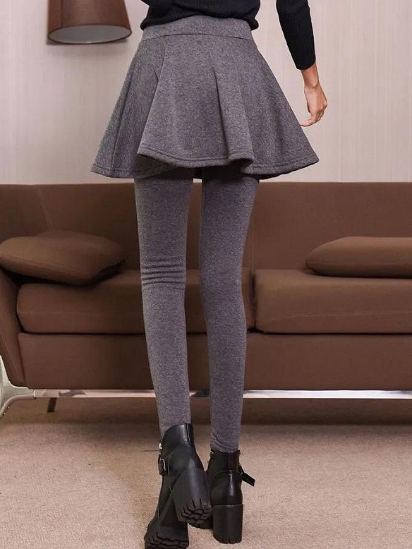 Winter Warme Leggings Hosen mit Rock für Damen FH187