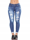 Damen Skinny Ankle Jeans mit Destroyed-Details FH155