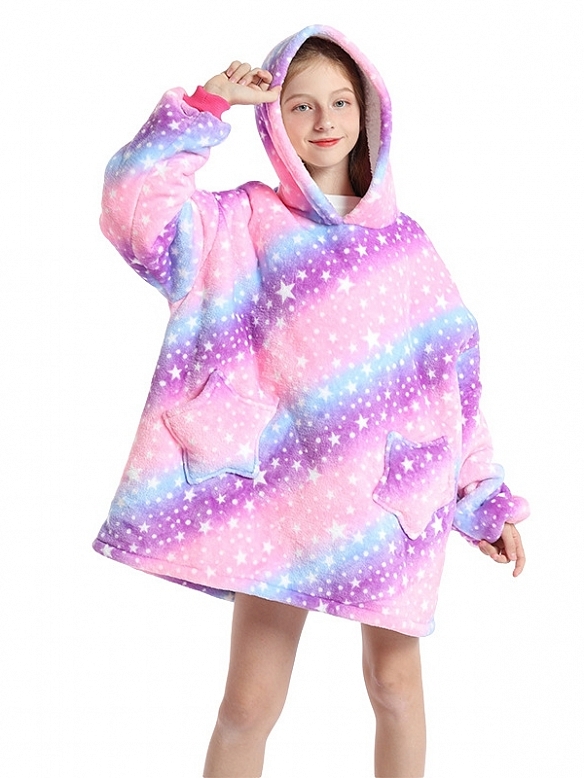 Kinder Gemusterte Oversized Hoodie FT054