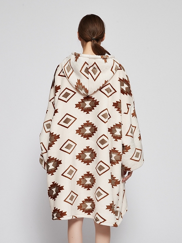 Damen Gemusterte Oversized Hoodie FT055