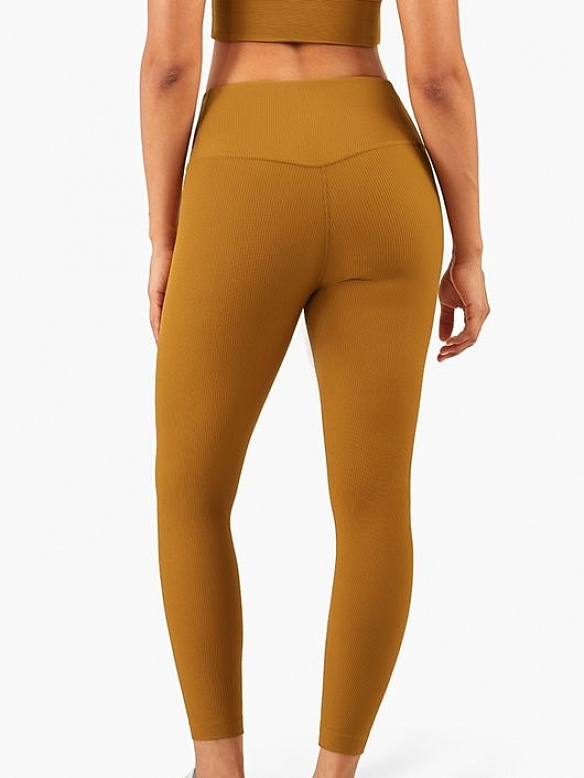 Damen Gerippte Atmungsaktive Shaping-Tights Yogahose FH016