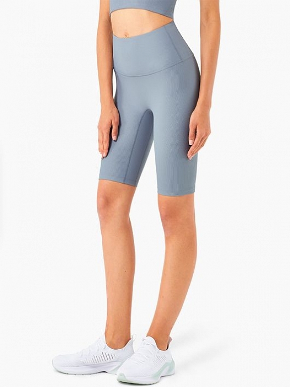 Damen Gerippte High Waist Radlershorts FH013