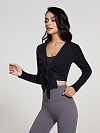 Damen Atmungsaktives Yoga-Top mit langen Ärmeln Geripptes Sportshirt FT066