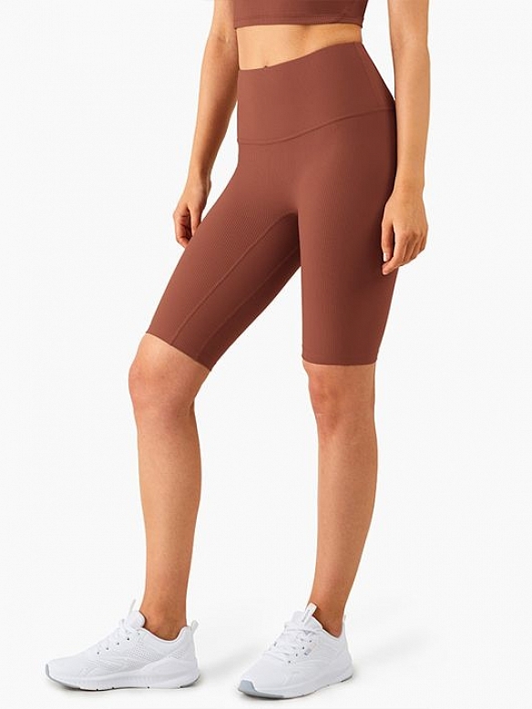 Damen Gerippte High Waist Radlershorts FH013