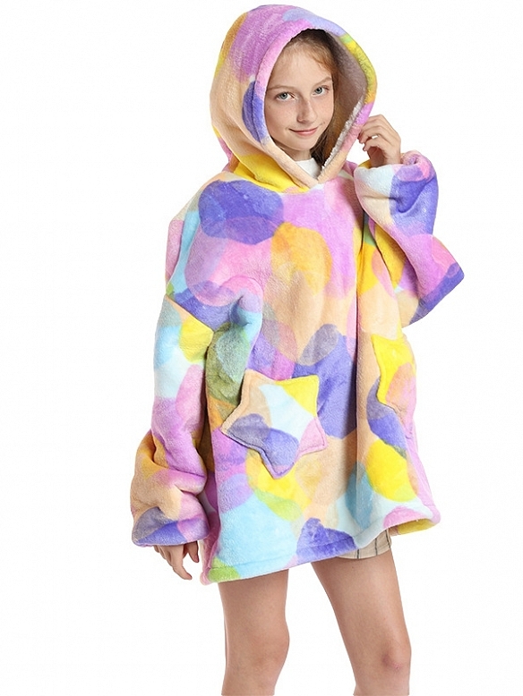 Kinder Gemusterte Oversized Hoodie FT054