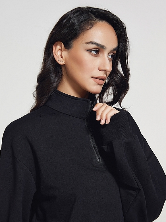 Damen Kurzes Sport Sweatshirt mit Zipper FT067