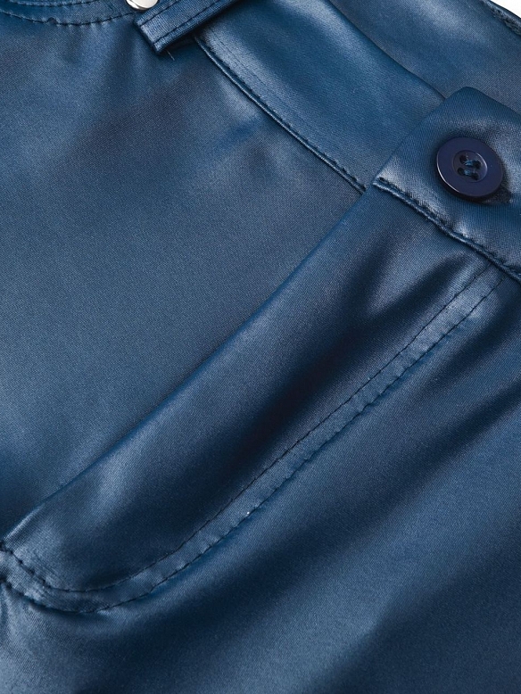 Damen Skinny High Waist Leggings aus Lederimitat FH212