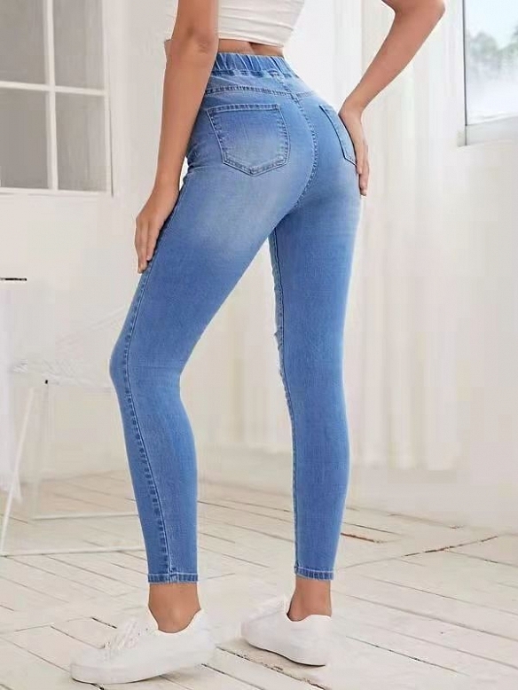 Damen Skinny High Jeans mit Kordelzug FH151