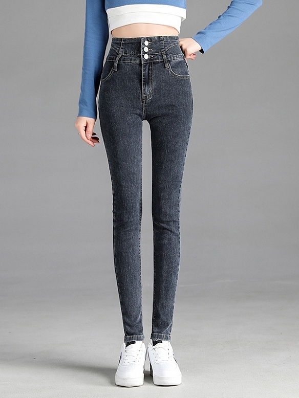 Damen Teddy Gefütterte Jeans Verdicken Leggings FH215