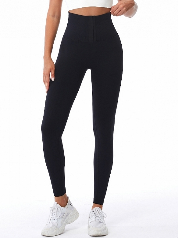 Damen Push Up Sporttights mit Hoher Taille Leggings mit Haken-Reihen FH227