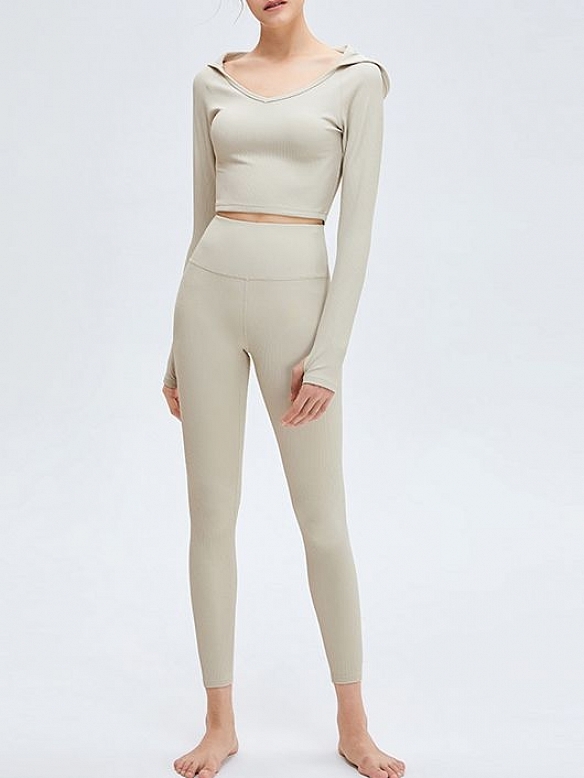 Damen Geripptes Yoga-Set Sport-Set FA012