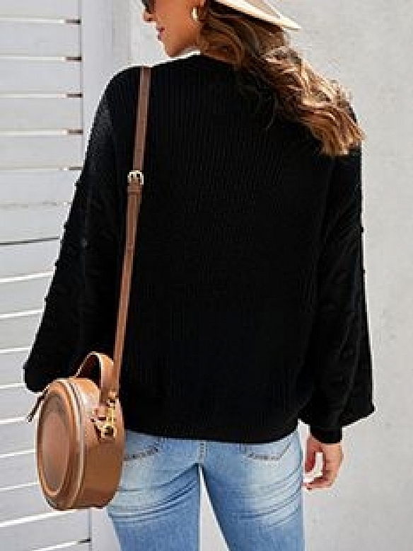 Damen Pullover mit Puffärmel und Bauchansatz QX033