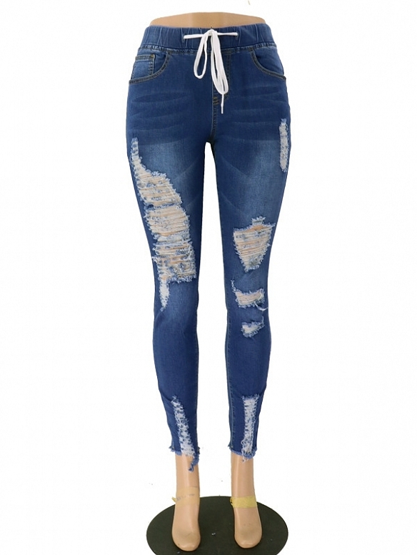 Damen Skinny Regular Ripped Jeans FH181
