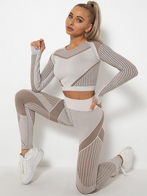 Damen Nahtlose Schnelltrocknende Fitnessanzug Sport-Set FA005