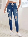 Damen Skinny High Jeans mit Kordelzug FH151