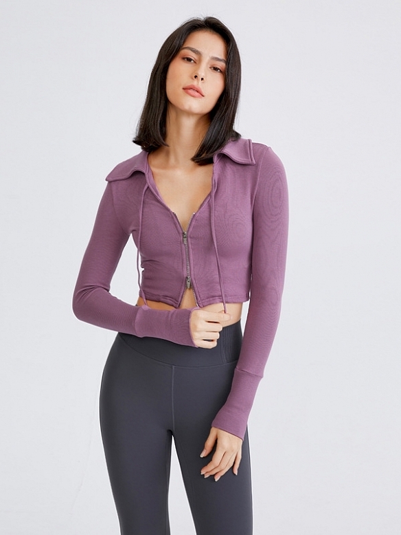 Damen Kurze Sportjacke Cropped Sporttop FT065