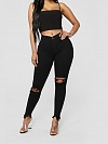 Damen Skinny High Waist Ripped Jeans FH166
