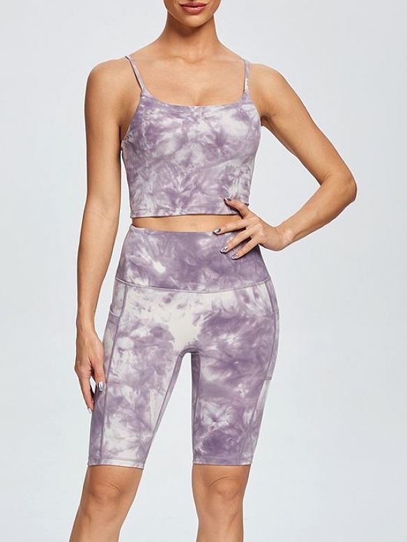 Damen Batik Schnelltrocknender Sportanzug Yoga Set FA002