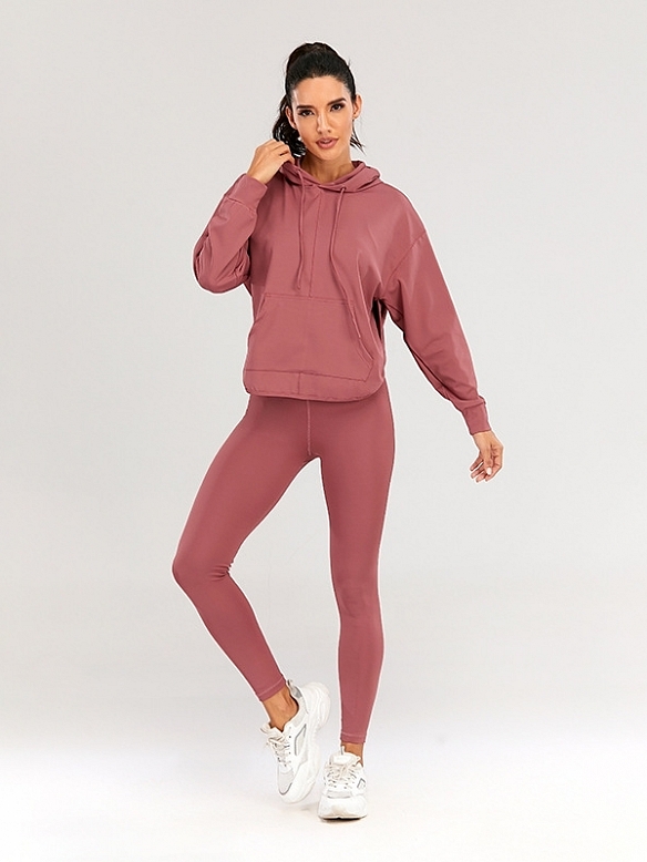 Damen 3-teiliges Sport-Set Sport BH Leggings und Hoodie FA018