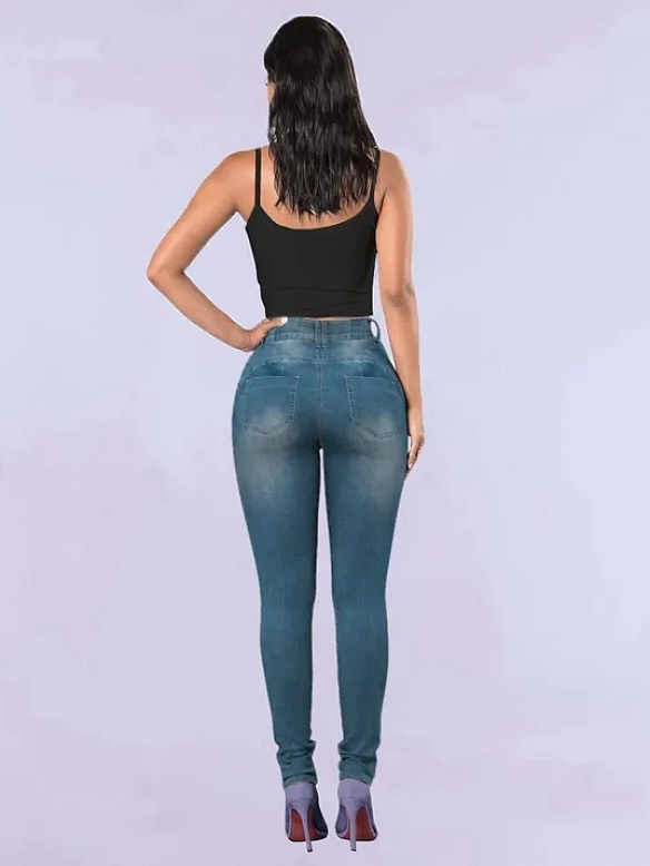 Damen Skinny Regular Jeans mit Destroyed-Details FH161