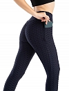 Damen Hohe elastische Yogahose Leggings mit Taschen FH072