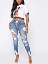 Damen Skinny Regular Ripped Jeans FH181