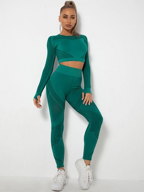 Damen Nahtlose Schnelltrocknende Fitnessanzug Sport-Set FA005