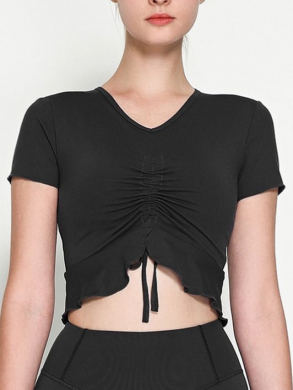 Damen Cropped Sportshirt Kurzes Sporttop FT032