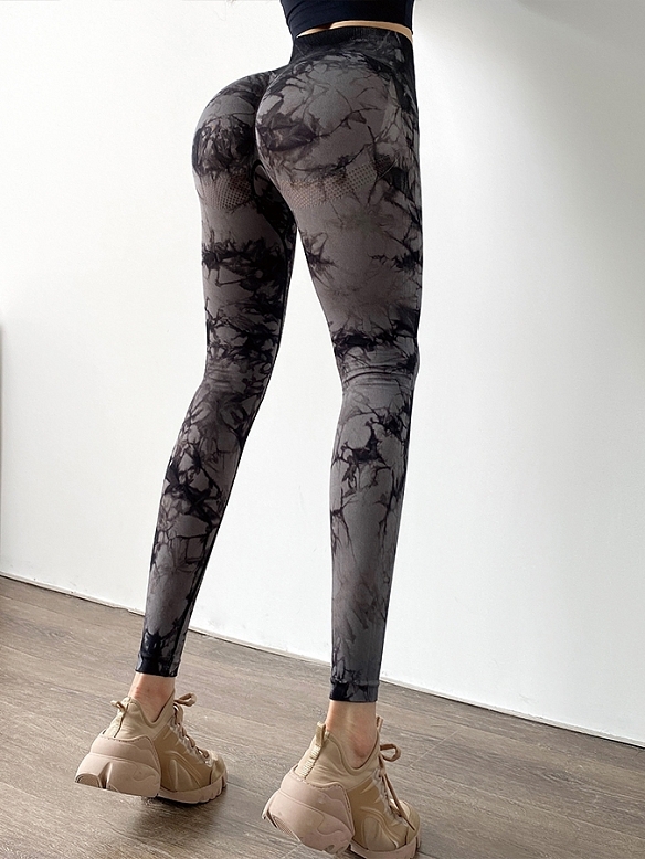 Damen Batik Hohe Tailie Sporttights Push Up Leggings FH239