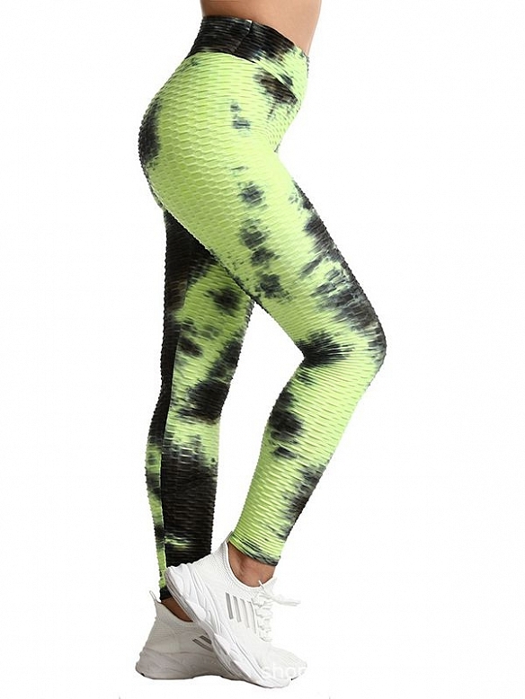 Damen Batik High Waist Sporttights Yogahose FH064