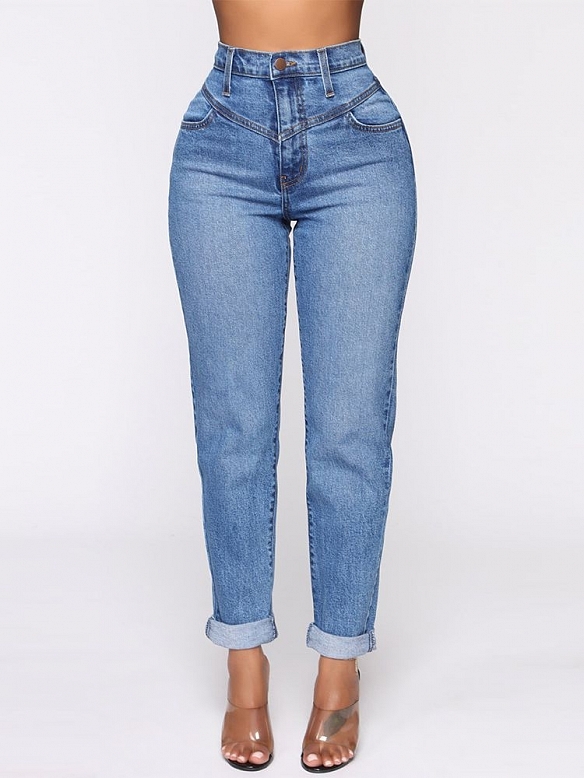 Damen Vintage Slim High Jeans FH100
