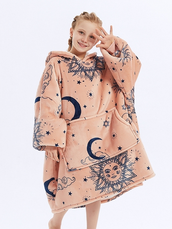 Kinder Gemusterte Oversized Hoodie FT053