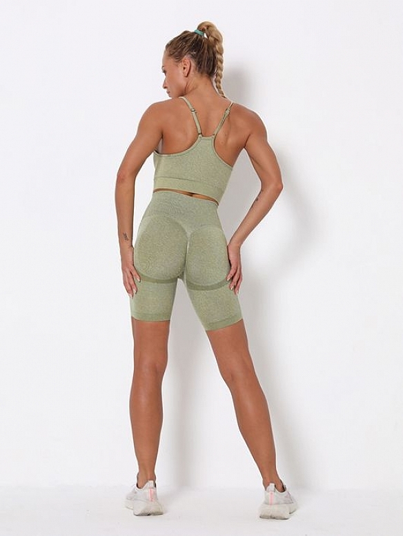 Damen Nahtlose Gestrickte Yoga-Set Sport-Set FA007