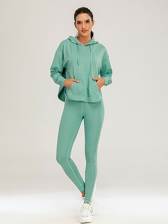 Damen 3-teiliges Sport-Set Sport BH Leggings und Hoodie FA018