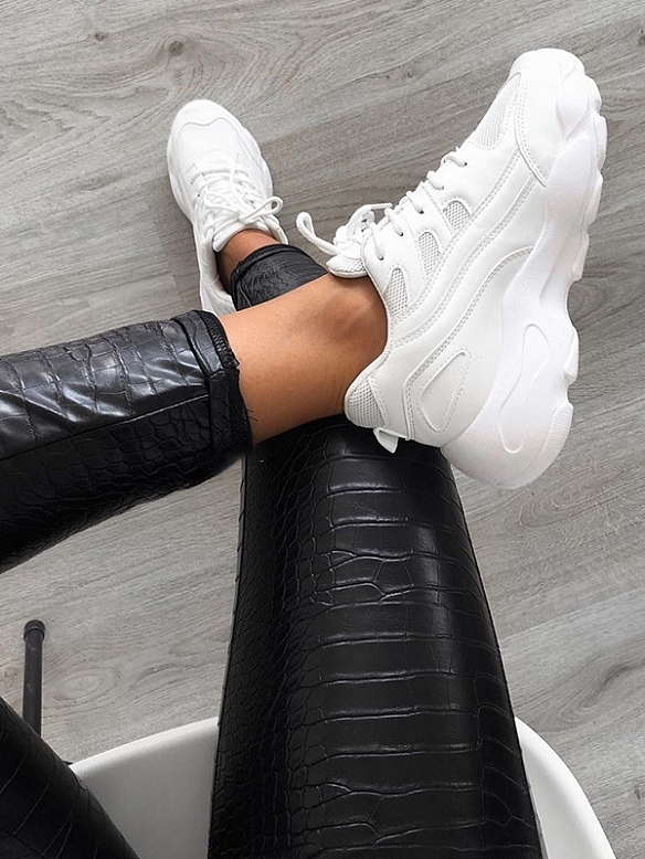 Damen Krokodilmuster Hose aus Lederimitat mit Zippern FH136