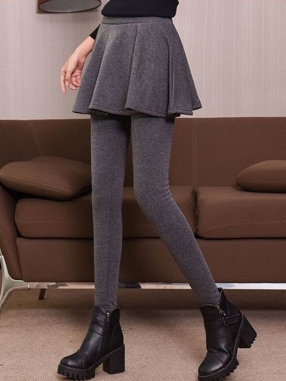 Winter Warme Leggings Hosen mit Rock für Damen FH187