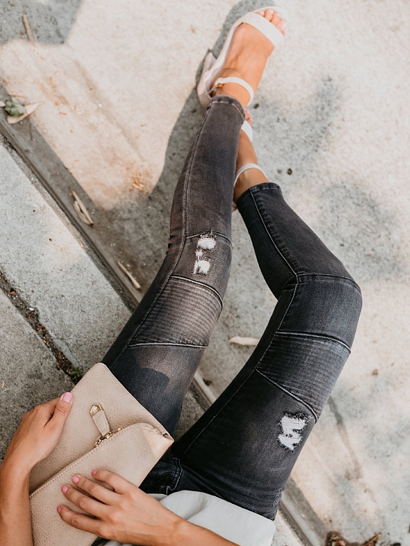 Damen Hohe elastische Skinny Regular Jeans FH244