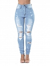 Damen Skinny High Jeans mit Destroyed-Details FH162