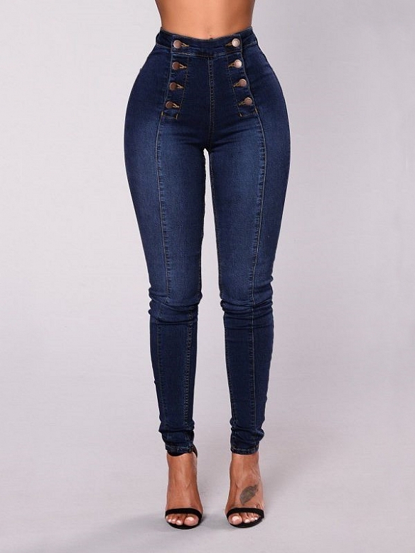 Damen Hohe elastische Skinny High Jeans FH096