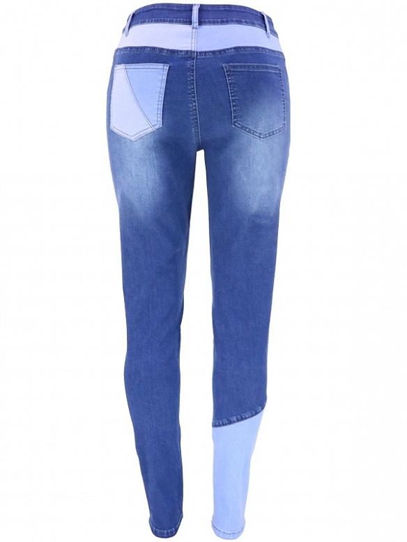 Damen Skinny High Jeans mit Farbblock FH119