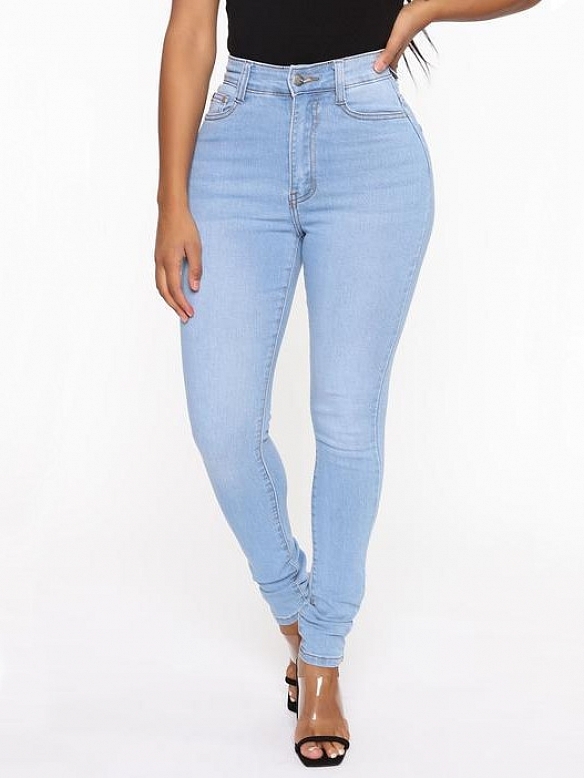 Damen Hohe elastische Skinny High Jeans FH192