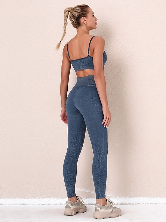 Damen Nahtlose Gestrickte Sportanzug Yoga-Set FA003